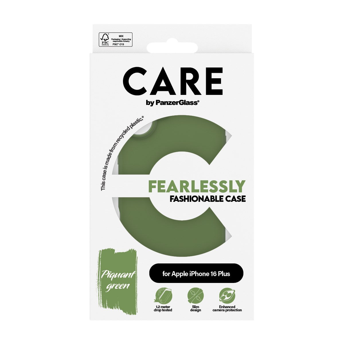 CARE by PanzerGlass® Fashionable Case Green iPhone 16 Plus